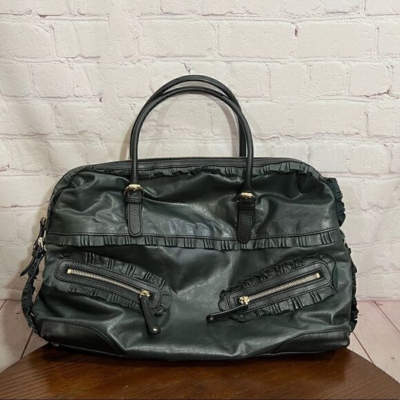 GUCCI SABRINA calfskin Leather ruffle medium sabrina boston tote black EUC - Picture 12 of 16